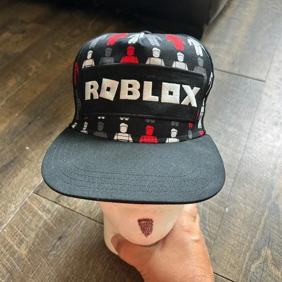 Roblox Youth Snapback Hat Black Red Character Print Embroidered Logo Cap OSFM