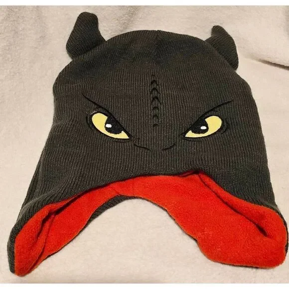 Toothless How to Train Your Dragon 2 Beanie Red Hat Ribbed Knit Cap