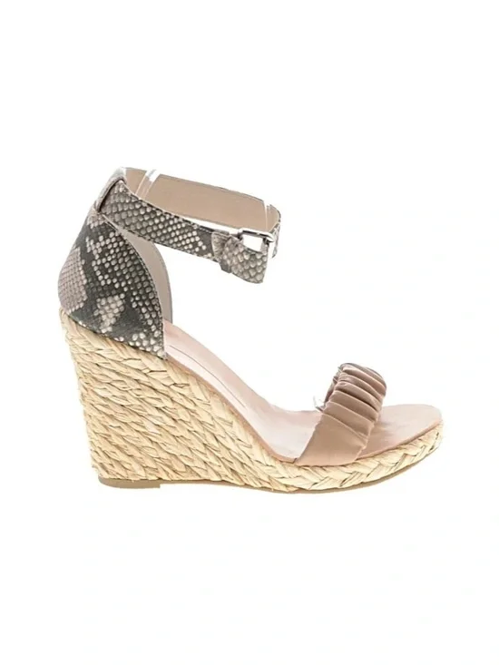 Dolce Vita Taupe Wedge Espadrille with Snakeskin Ankle Strap
