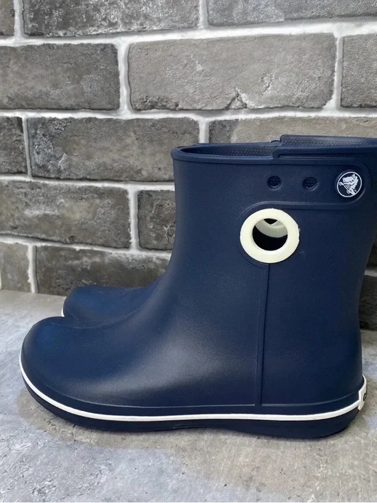 CROCS Navy Blue Rain Boots with White Trim