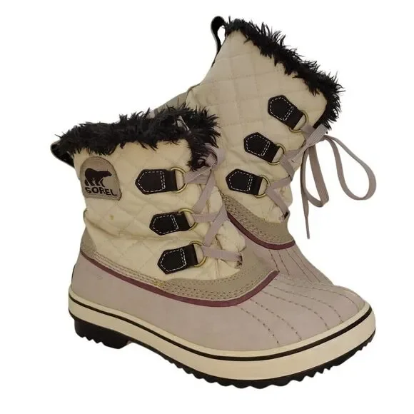 Sorel SnowLion Womens Pre-owned Lavender/Gray Lined Winter Boots - sz. 7 1/2