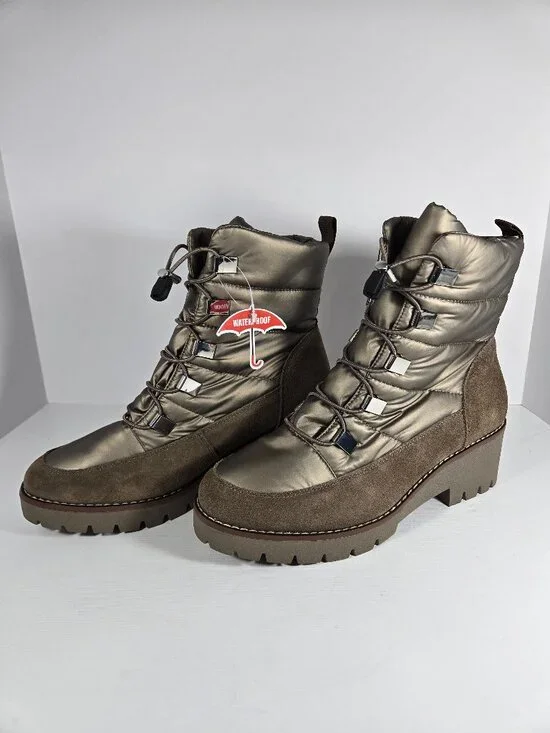 Blondo Daylor Waterproof Puffer Ankle Boots NWT Taupe‎ Nylon