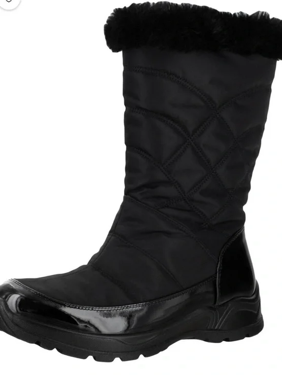 BRAND NEW Easy Dry by Easy Street Black Quilted Faux Fur Winter Boots Size 7