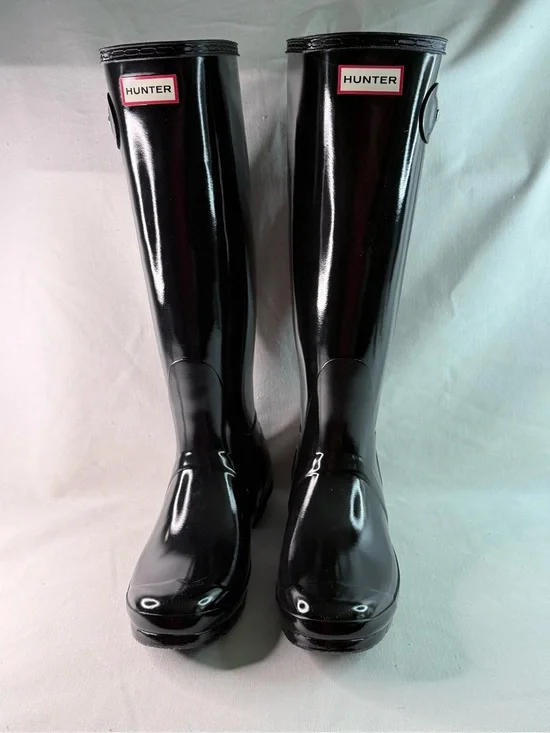 Original Hunter Women's Tall Gloss Rain Boots - Black Size 8
