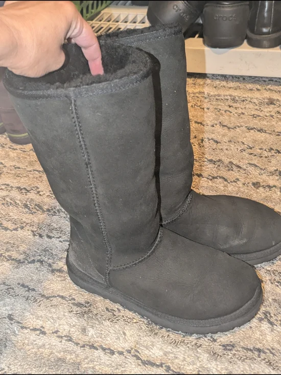 UGG Black Tall Shearling-Lined Winter Boots