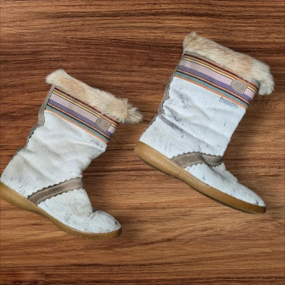 TECHNICA Vintage Real Fur Suede And Fabric Lined Striped Boots