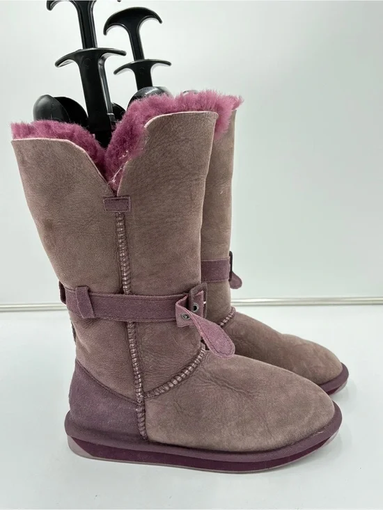 Emu Australia Purple Suede Shearling Tall Knee High Winter Boots Buckle Womens 7