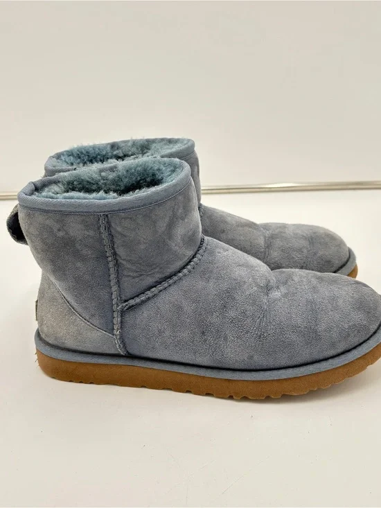 Ugg Australia Classic Mini II Blue Suede Boot Sheepskin Winter Women’s Size 8