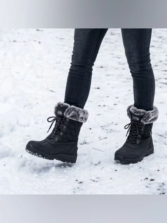 ARTIC SHIELD Women’s Black Winter Snow Boots with Faux Fur Collar Size 9