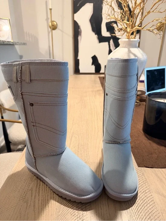 Women’s Tall Winter Boots in Light Blue Denim