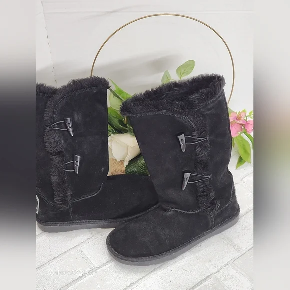 White Mountain Black Faux Fur Winter Boots