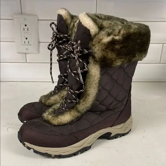 L. L. Bean Faux Fur Winter Snow Bootss Size 8.5 Brown