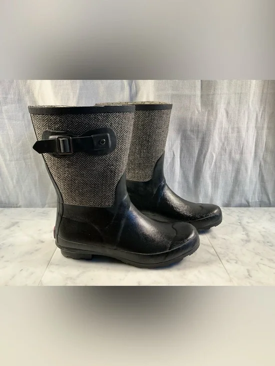 Black Herringbone Mid-Calf Rain Boots - Chooka