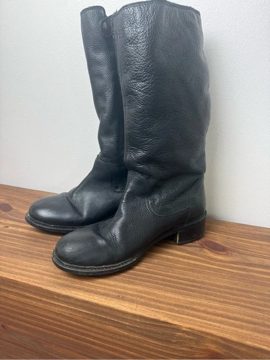 Vince Black Leather Mid-Calf Women's Boots