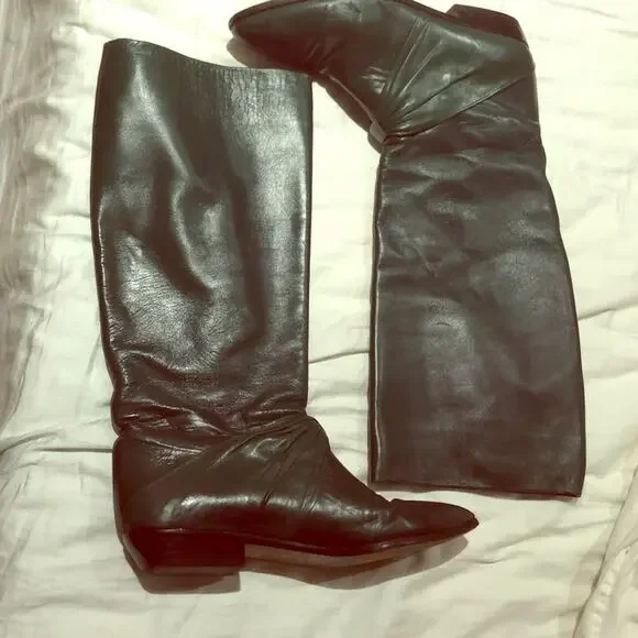 8.5N Hunter green leather boots guc