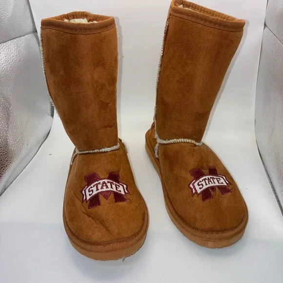 Mississippi State Bulldogs Women S 5/6 Faux Suede Shearling‎ Boots M State Brown