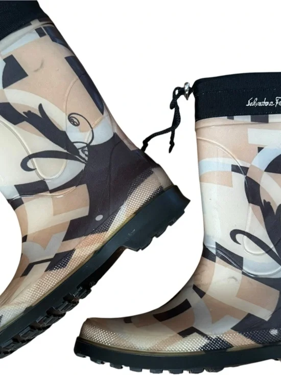 Like New Y2K Salvatore Ferragamo Graphic Rain Boots