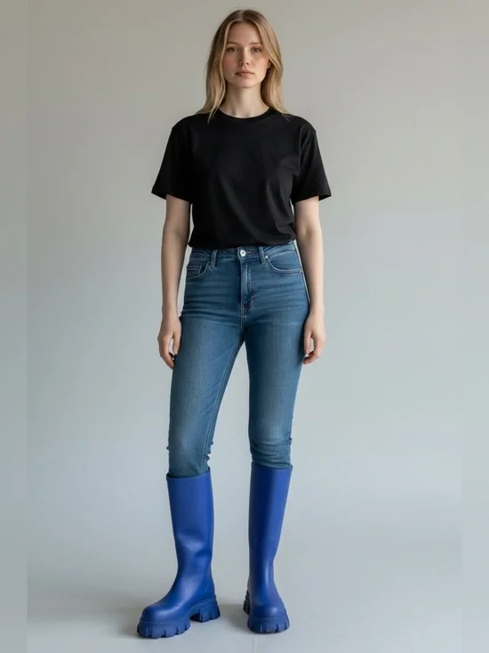 H&M Tall Waterproof Rain Boots in Blue