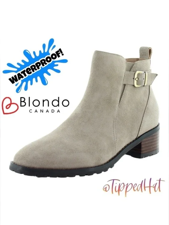 NWOB $150 MSRP Blondo “Sullivan” Waterproof Bootie Mushroom Suede Size 10M