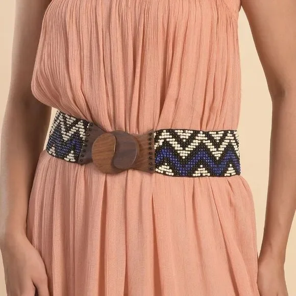 Blue and Black Beaded Belt