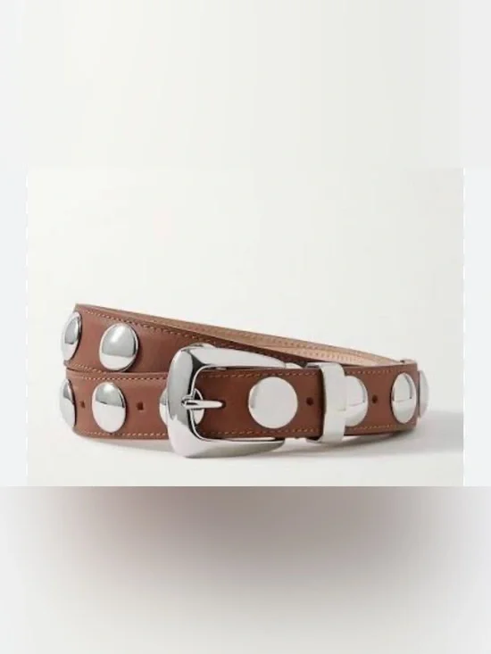 Khaite Benny Belt Tan Leather Studded