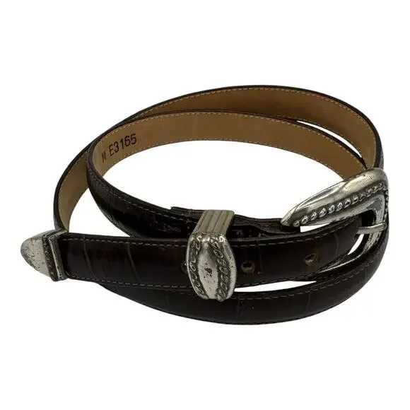 Brighton Vintage 1995 Skinny Adjustable Brown‎ Leather Belt M (E3165) 34