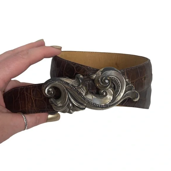 Brighton Brown Belt with Silver Hardwear‎ Small