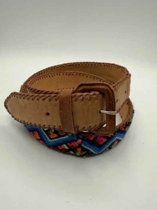 Vintage Braided Multicolor, Leather Woven Belt size 36