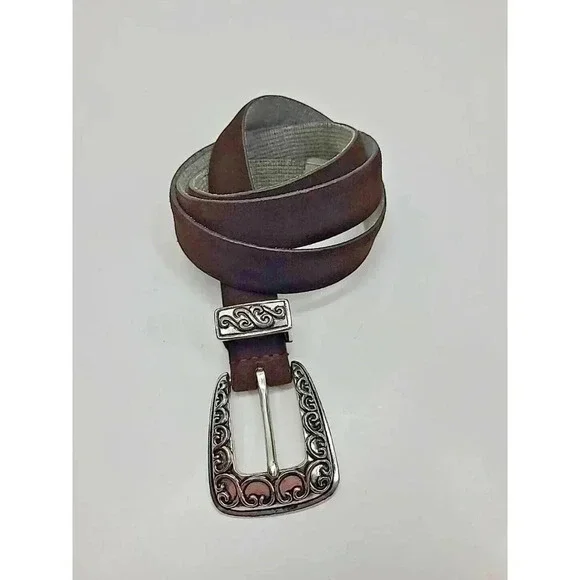 Vintage Brown Suede Leather Belt Women's M Y2K 90's Vibe