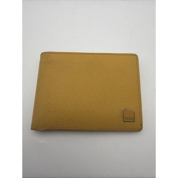 TUMI Yellow Bifold Wallet ID Window Card Holder Slim Men