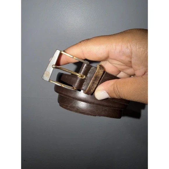 Vintage Christian Dior Belt Brown Split‎ Leather 90/36 Made In Spain *READ*