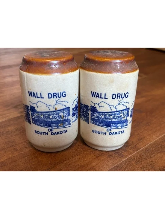 Vintage Wall Drug South Dakota Salt and Pepper Shakers Ceramic Set