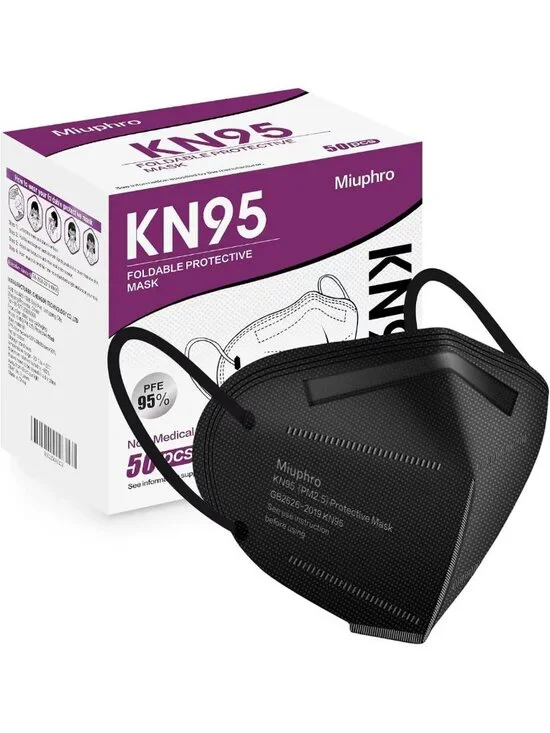 50 Pack KN95 5-Layer Disposable Face Masks, Foldable Safety Dust Protection