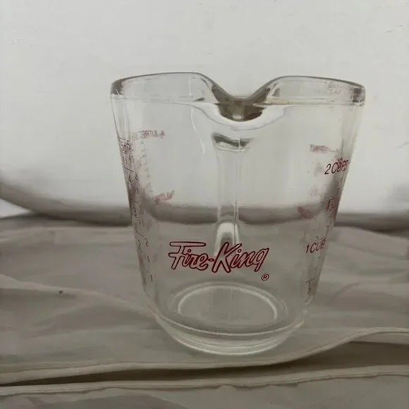 Fire King Anchor Hocking 498 Red Letter 2 Cup Glass Measuring Cup