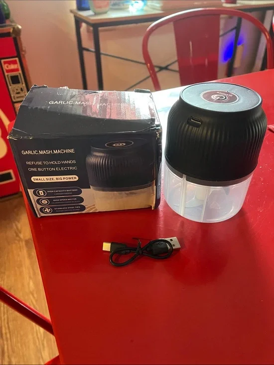 Garlic Mash Machine Electric Mini Chopper - Black