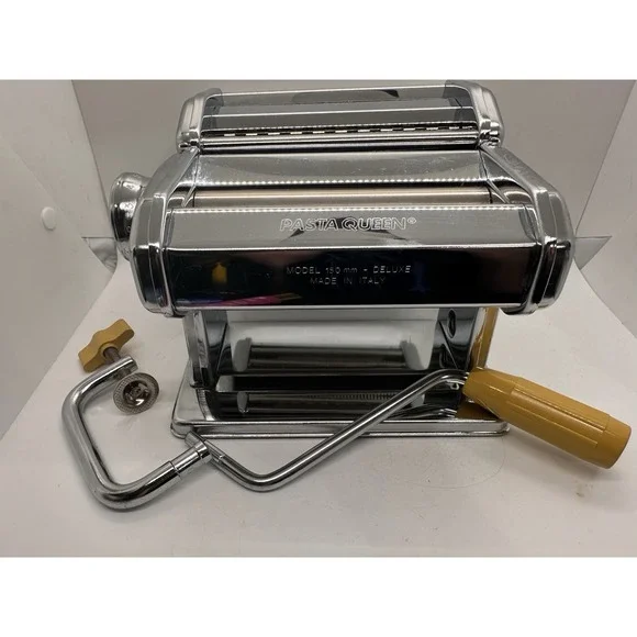Pasta Queen 150mm Deluxe Pasta Machine Made in Italy Chrome Manual w/ Clamp