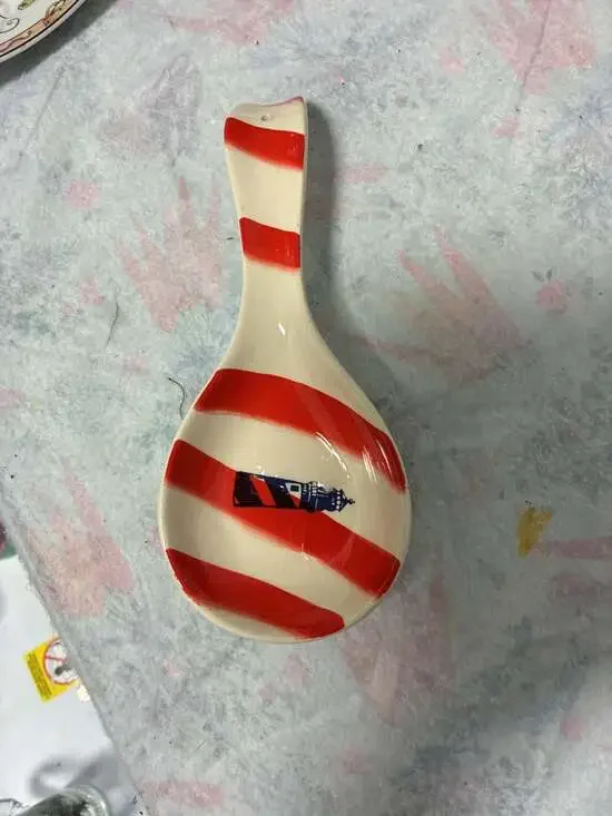 Nautical Signature Housewares Incorporated Stoneware Spoon Rest Red Stripes and