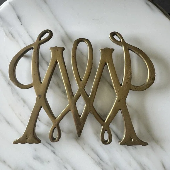 Brass William and Mary Cypher Trivet Classic Traditional  Williamsburg  1950
