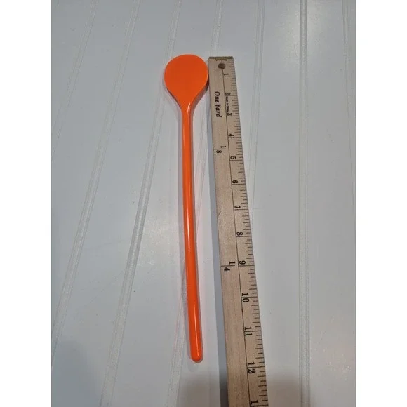 Vintage Orange Melamine Ware Long Mixing Cooking Stir Spoon Utensil  12 Inches