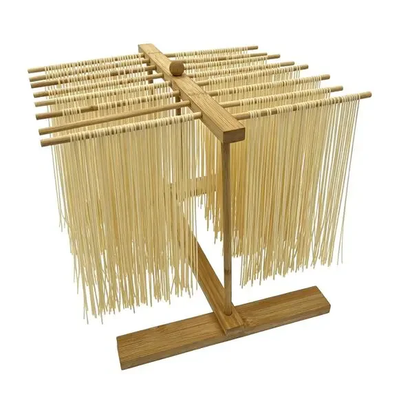 Bamboo Pasta Drying Rack Collapsible Noodle Dryer Homemade Fresh Spaghetti Maker