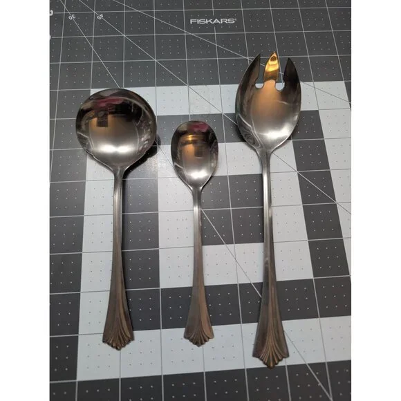 Rogers China Stainless Steel Triumph RG53 lot 3 Serving / tea spoon spork? flatw