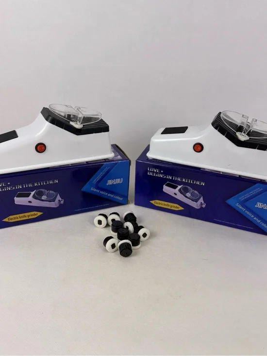 JINJIU 2PC Electric Knife Sharpener Grinder Polisher USB w/ Replacement Wheels