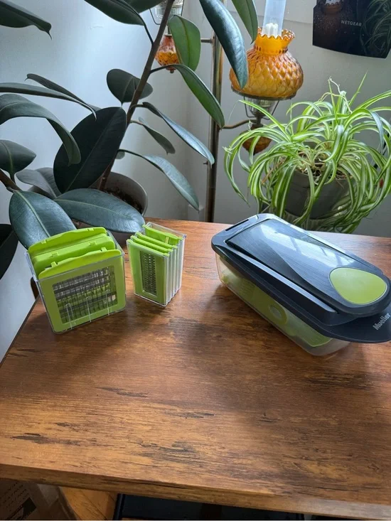 Mandoline Slicer and Interchangeable Blade Set - Green and Black