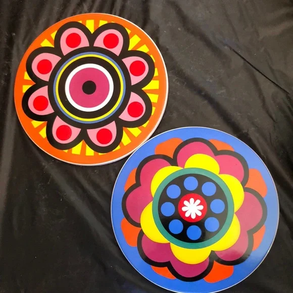 Two Beautiful Colorful Round Trivets