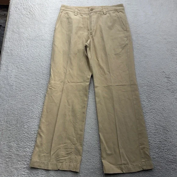 Banana Republic Mens 32x30 Tan Linen Cotton Blend Herringbone Straight Leg Pants