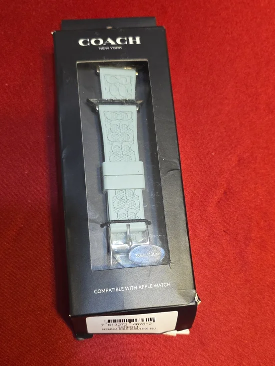 COACH Light Blue Silicone Watch Strap with Signature Pattern - Fits 38/40mm