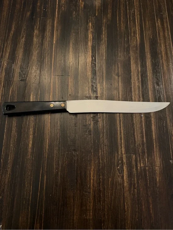 Vintage Royal Brand Sharp Cutter Stainless Steel 8” Blade Black Handle 12” Knife