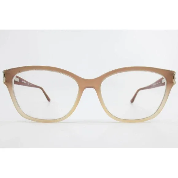 Salvatore Ferragamo SF2734 607 Brown Tan Cat Eye Eyeglasses Frames Italy