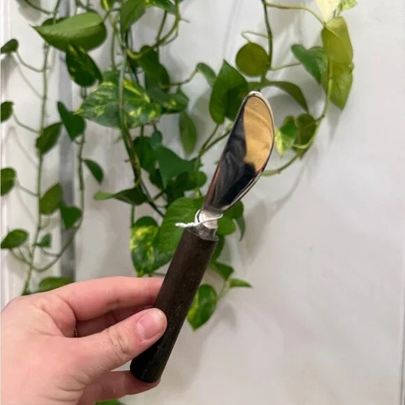 Silver and Brown Spreader Knife