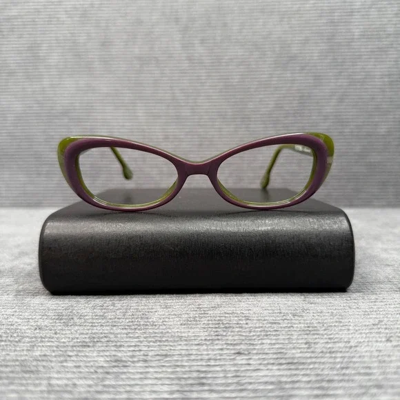 Fiction by l.a.Eyeworks Biz 049-049 Cat Eye Y2k Glasses Frames Green Purple 0907